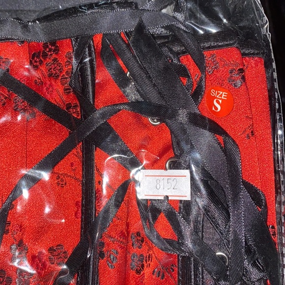 New! 3pc set Red Asian Corset and Mini skirt Size Size S, L, XXL Red Black - Picture 3 of 7